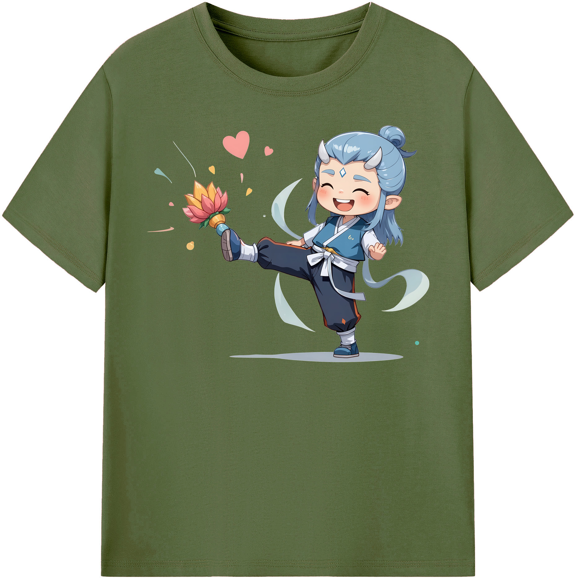 （画像用） Ne Zha 2 ナタ 魔童の大暴れ 綿100％半袖Tシャツ（フロントプリント）